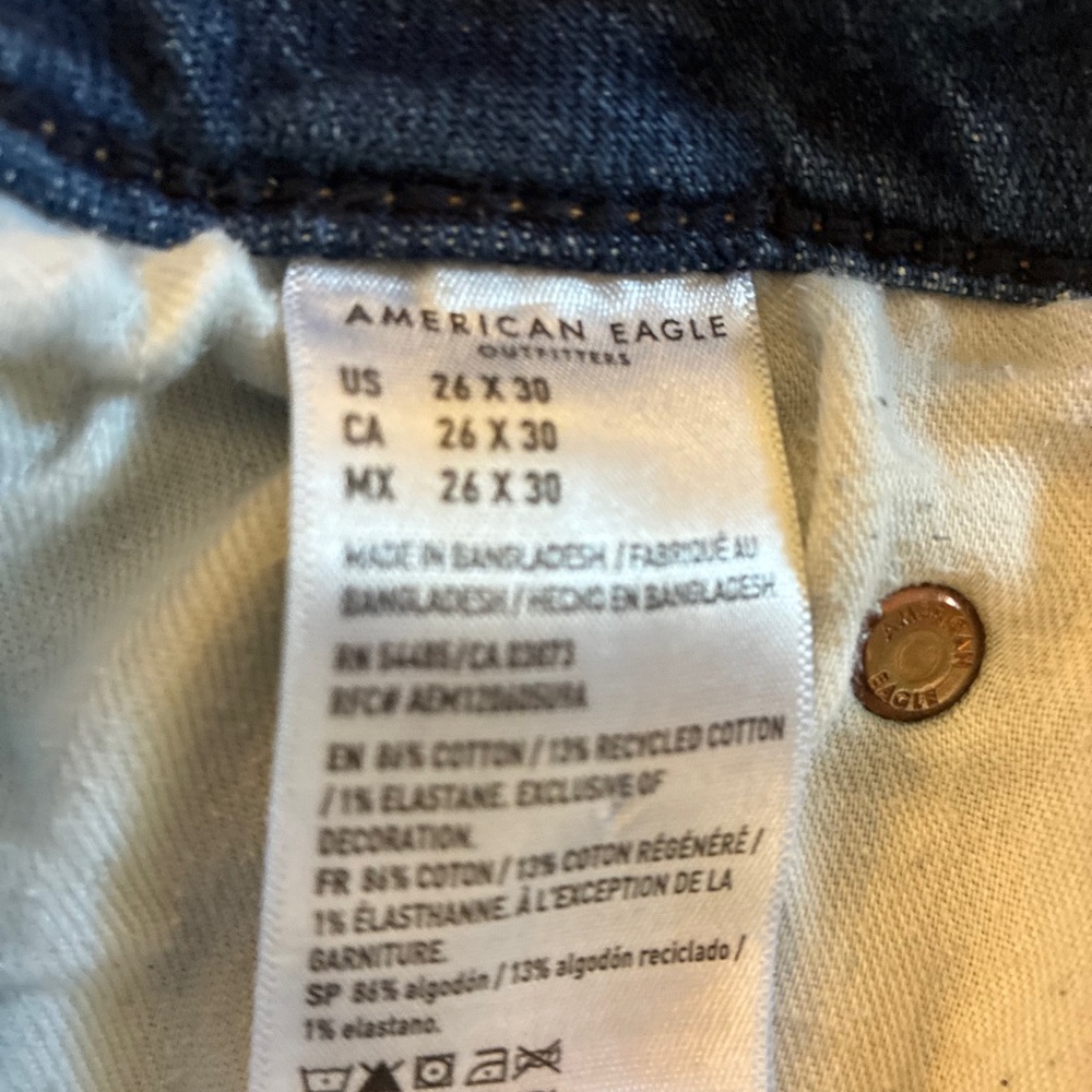 American Eagle Outfitters Men’s Blue Slim Jeans 26 X 30 ONLINE EXCLUSIVE - Picture 2 of 4